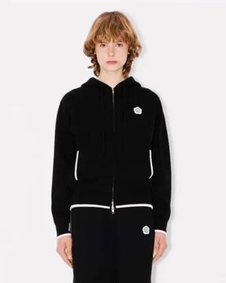 Felpa con cappuccio e zip ricamata ‘Boke Flower 2.0’ in cotone e lana Felpa con cappuccio e zip ricamata ‘Boke Flower 2.0’ in cotone e lana