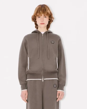Felpa con cappuccio e zip ricamata ‘Boke Flower 2.0’ in cotone e lana