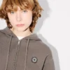 Felpa con cappuccio e zip ricamata ‘Boke Flower 2.0’ in cotone e lana