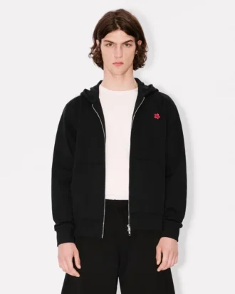 Felpa con cappuccio e zip ricamata “Boke Flower” in cotone