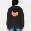 Felpa con cappuccio e zip ricamata ‘Kenzo Boke Heart’ in cotone Felpa con cappuccio e zip ricamata ‘Kenzo Boke Heart’ in cotone