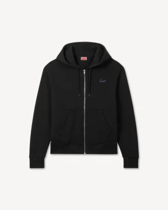 Felpa con cappuccio e zip ricamata “Kenzo Signature” in cotone