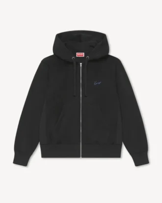 Felpa con cappuccio e zip ricamata “Kenzo Signature” in cotone Felpa con cappuccio e zip ricamata “Kenzo Signature” in cotone