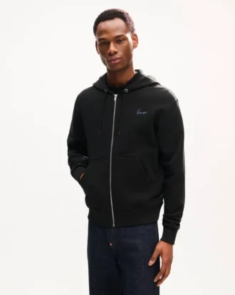 Felpa con cappuccio e zip ricamata “Kenzo Signature” in cotone