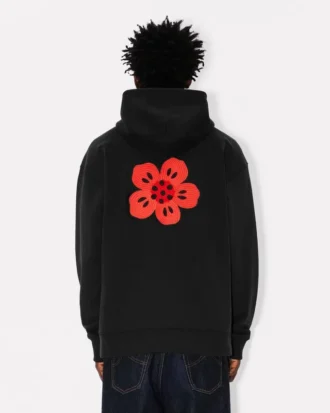 Felpa con cappuccio oversize in cotone con ricamo “Boke Flower”