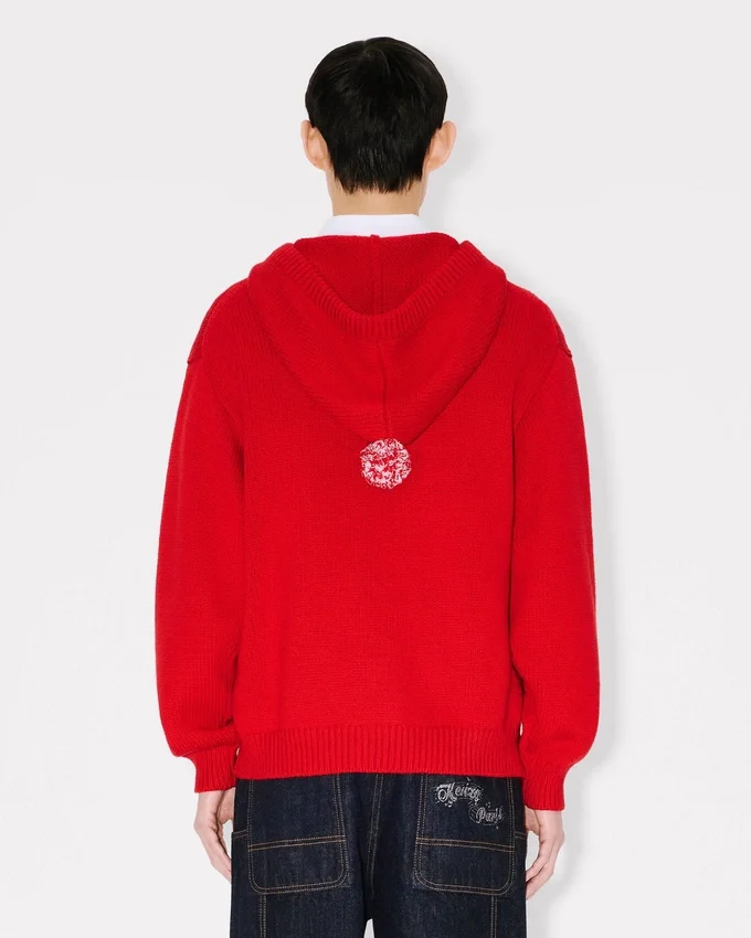 Felpa con cappuccio ricamata “Kenzo Winter Holidays” in cotone e lana Felpa con cappuccio ricamata “Kenzo Winter Holidays” in cotone e lana