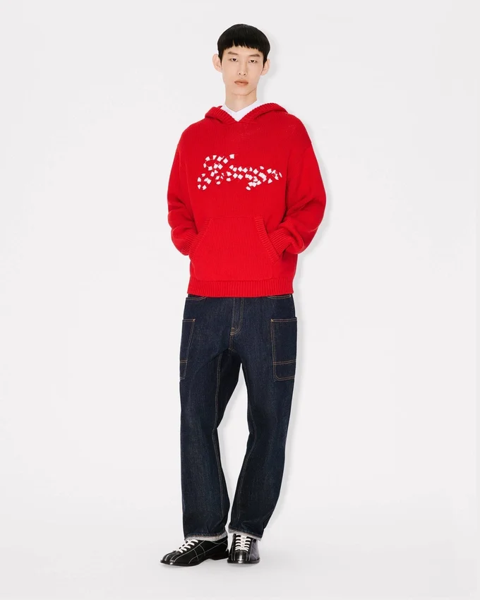 Felpa con cappuccio ricamata “Kenzo Winter Holidays” in cotone e lana Felpa con cappuccio ricamata “Kenzo Winter Holidays” in cotone e lana