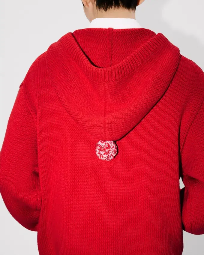 Felpa con cappuccio ricamata “Kenzo Winter Holidays” in cotone e lana Felpa con cappuccio ricamata “Kenzo Winter Holidays” in cotone e lana