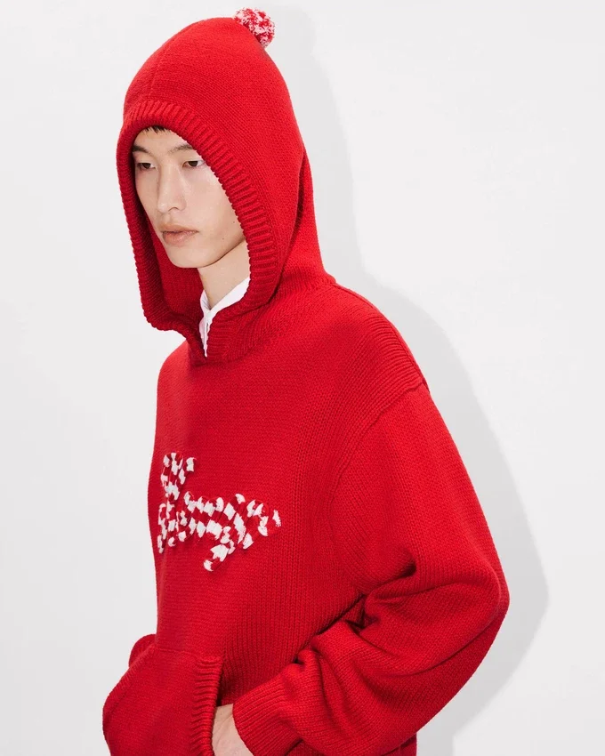 Felpa con cappuccio ricamata “Kenzo Winter Holidays” in cotone e lana Felpa con cappuccio ricamata “Kenzo Winter Holidays” in cotone e lana