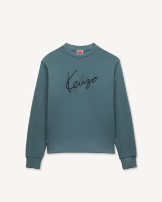 Felpa in cotone con ricamo ‘Kenzo Signature’