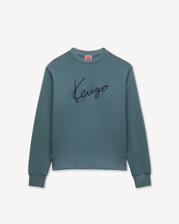 Felpa in cotone con ricamo ‘Kenzo Signature’ Felpa in cotone con ricamo ‘Kenzo Signature’
