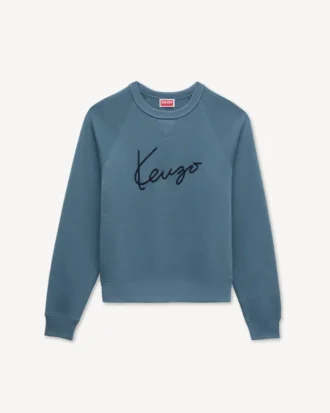 Felpa in cotone con ricamo ‘Kenzo Signature’