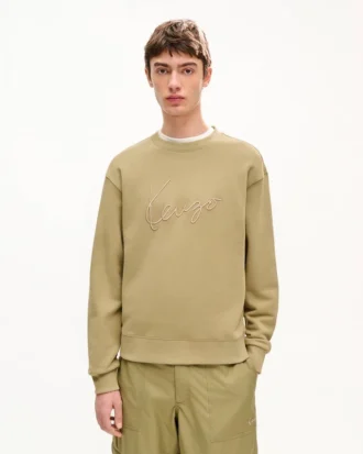 Felpa in cotone con ricamo ‘Kenzo Signature’