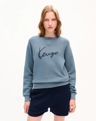 Felpa in cotone con ricamo ‘Kenzo Signature’