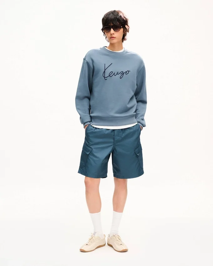 Felpa in cotone con ricamo ‘Kenzo Signature’ Felpa in cotone con ricamo ‘Kenzo Signature’