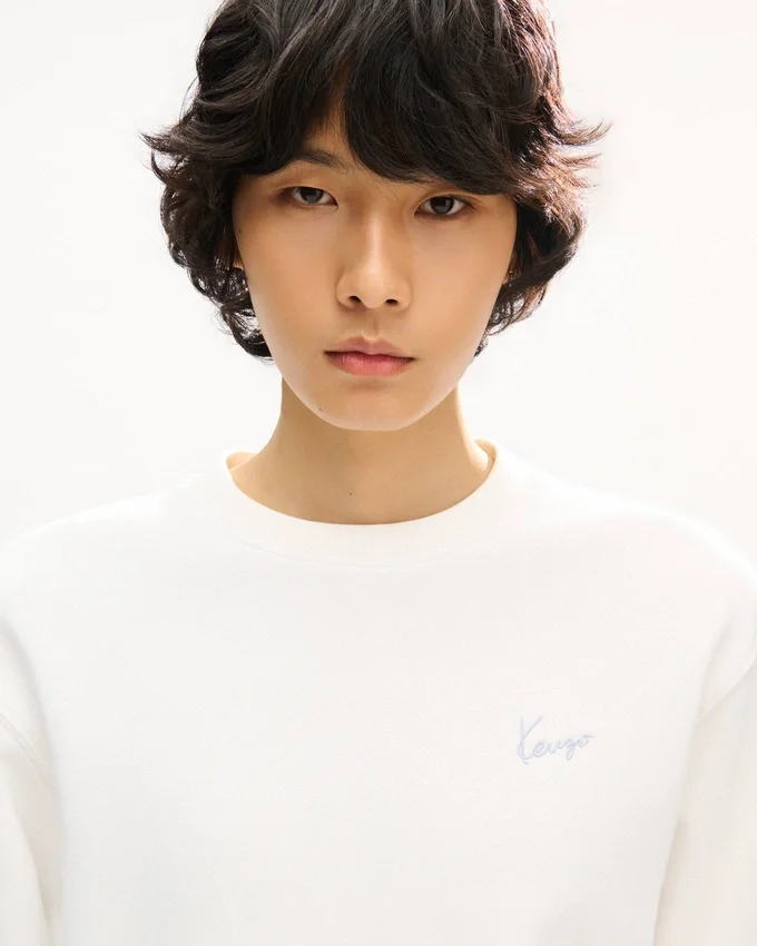 Felpa in cotone con ricamo ‘Kenzo Signature’ Felpa in cotone con ricamo ‘Kenzo Signature’