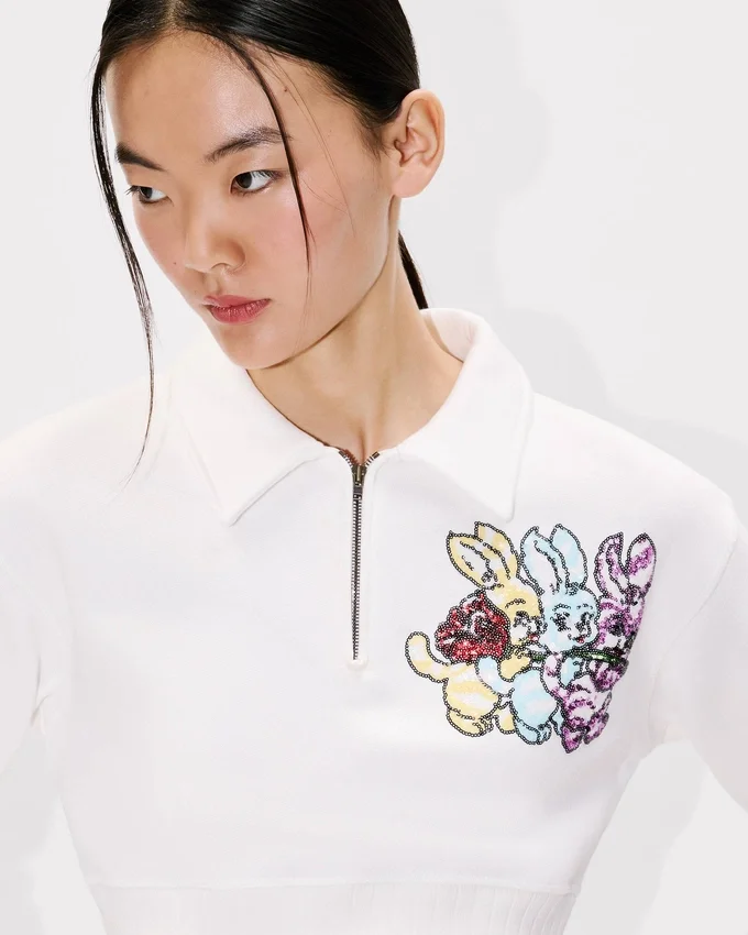 Felpa polo corta ricamata ‘Kenzo Cartoon’ in cotone Felpa polo corta ricamata ‘Kenzo Cartoon’ in cotone