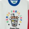 Felpa ricamata “Happy Sweet” in French Terry