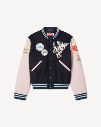 Giacca college ricamata con “Kenzo Badges” in lana
