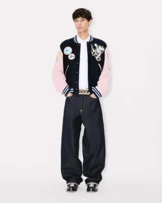 Giacca college ricamata con “Kenzo Badges” in lana