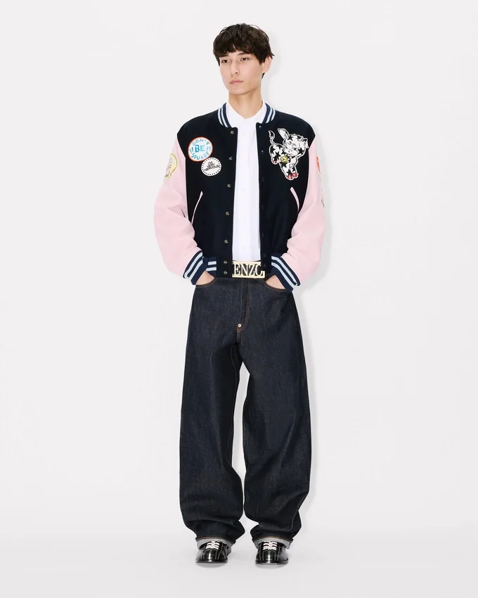 Giacca college ricamata con “Kenzo Badges” in lana Giacca college ricamata con “Kenzo Badges” in lana