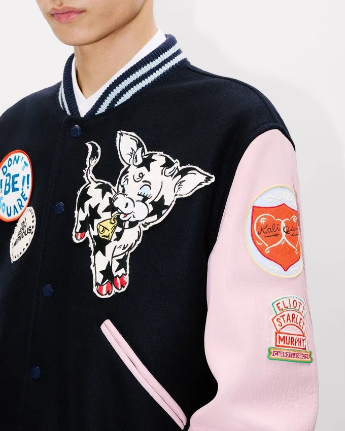 Giacca college ricamata con “Kenzo Badges” in lana Giacca college ricamata con “Kenzo Badges” in lana