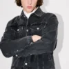 Giacca da camionista con ricamo “Boke Flower” in denim giapponese Giacca da camionista con ricamo “Boke Flower” in denim giapponese