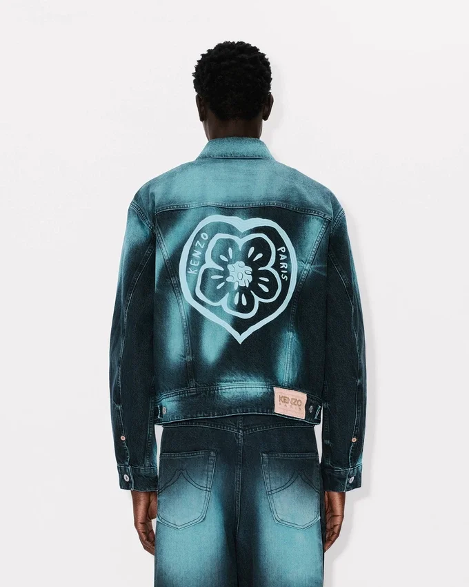 Giacca da camionista oversize ‘Kenzo Boke Heart’ in denim giapponese Giacca da camionista oversize ‘Kenzo Boke Heart’ in denim giapponese