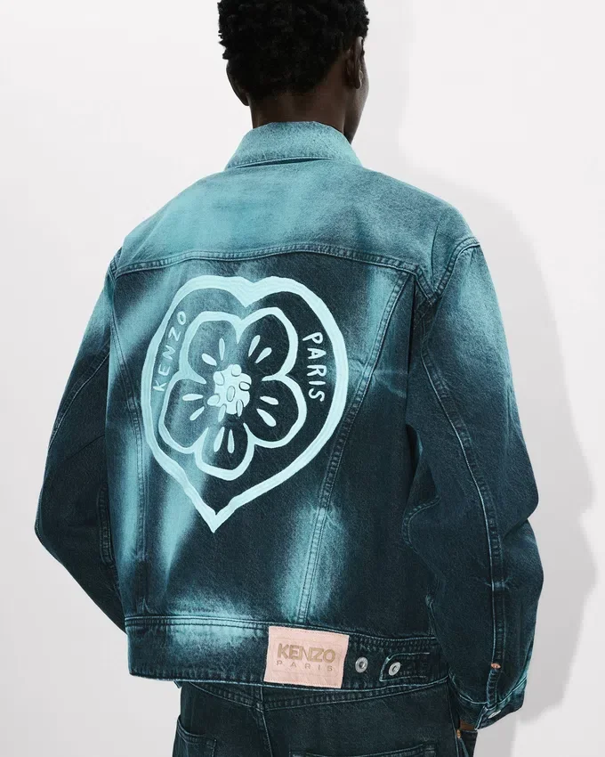 Giacca da camionista oversize ‘Kenzo Boke Heart’ in denim giapponese Giacca da camionista oversize ‘Kenzo Boke Heart’ in denim giapponese