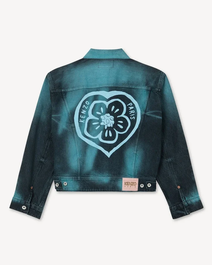 Giacca da camionista oversize ‘Kenzo Boke Heart’ in denim giapponese Giacca da camionista oversize ‘Kenzo Boke Heart’ in denim giapponese