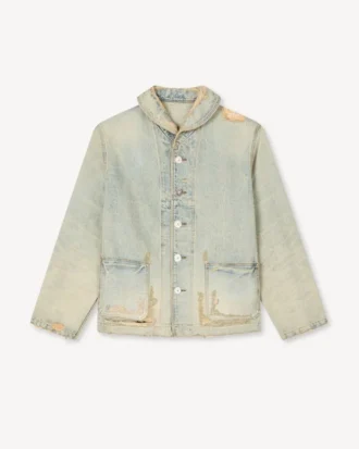 Giacca da lavoro con scollo a scialle in denim giapponese