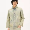 Giacca da lavoro con scollo a scialle in denim giapponese Giacca da lavoro con scollo a scialle in denim giapponese