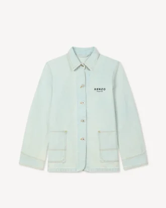 Giacca da lavoro ricamata “Boke Flower” in denim giapponese