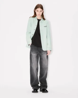 Giacca da lavoro ricamata “Boke Flower” in denim giapponese