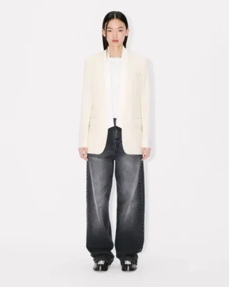 Giacca kimono monopetto in lana vergine
