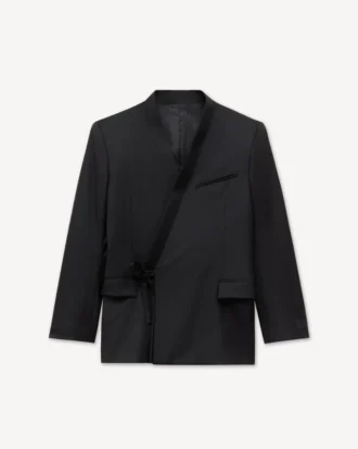 Giacca kimono sartoriale doppiopetto in lana vergine