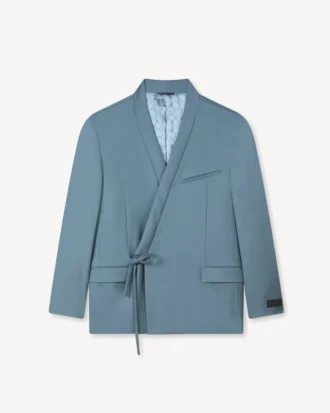 Giacca kimono sartoriale doppiopetto in lana vergine