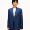 Giacca sartoriale monopetto stile kimono in lana vergine Giacca sartoriale monopetto stile kimono in lana vergine