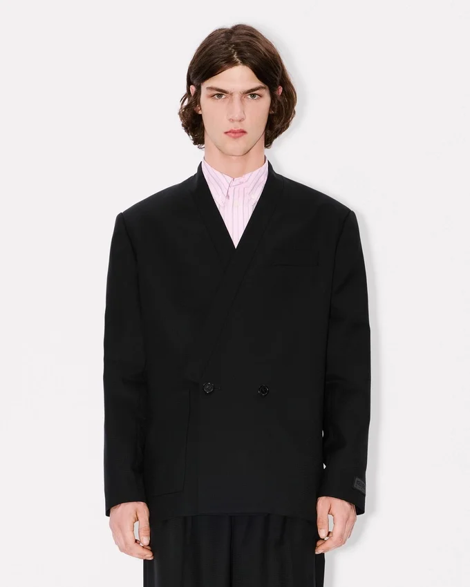 Giacca sartoriale stile kimono “Kenzo Weave” in jacquard di lana Giacca sartoriale stile kimono “Kenzo Weave” in jacquard di lana