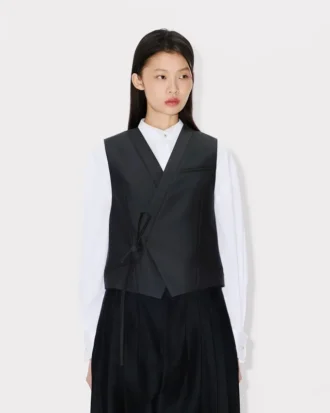 Gilet kimono in lana vergine e seta