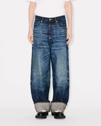 Jeans a vita alta in denim giapponese