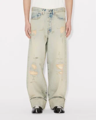 Jeans a vita alta in denim giapponese