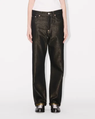 Jeans boyfriend a vita bassa in denim giapponese Lurex