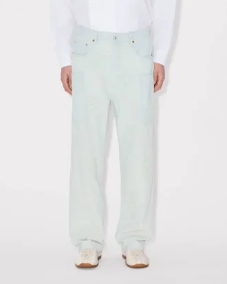 Jeans cargo Monkey Fit ricamati “Kenzo Cartoon” in chambray stone bleach
