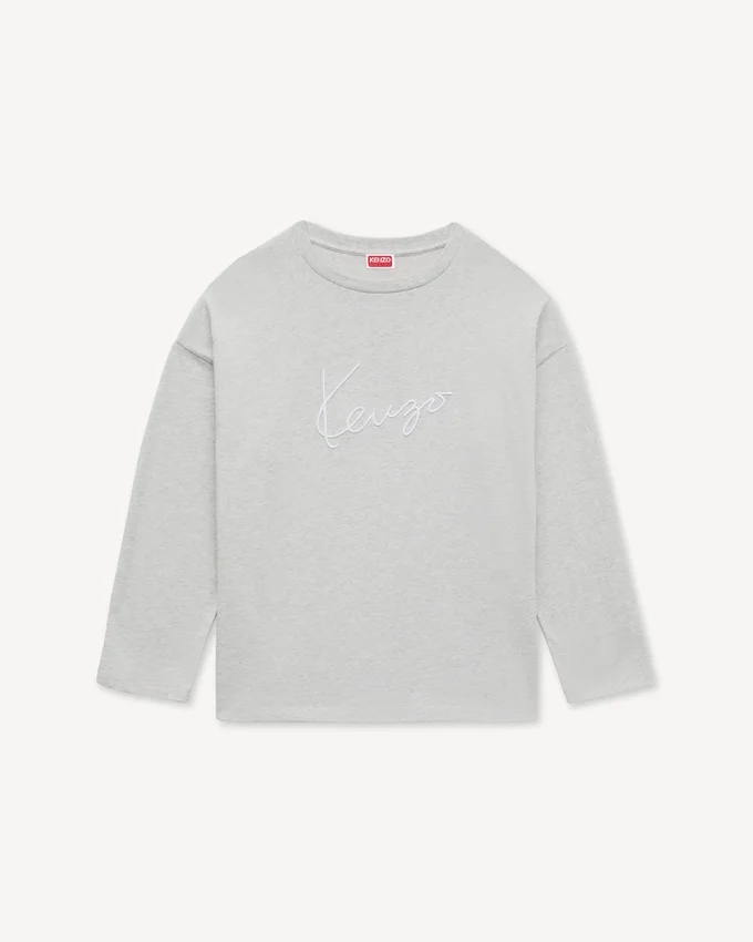 Maglietta a maniche lunghe ricamata “Kenzo Signature” in cotone Maglietta a maniche lunghe ricamata “Kenzo Signature” in cotone