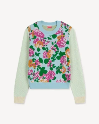 Maglione decorato “Kenzo Floral” in misto cotone e lana Maglione decorato “Kenzo Floral” in misto cotone e lana