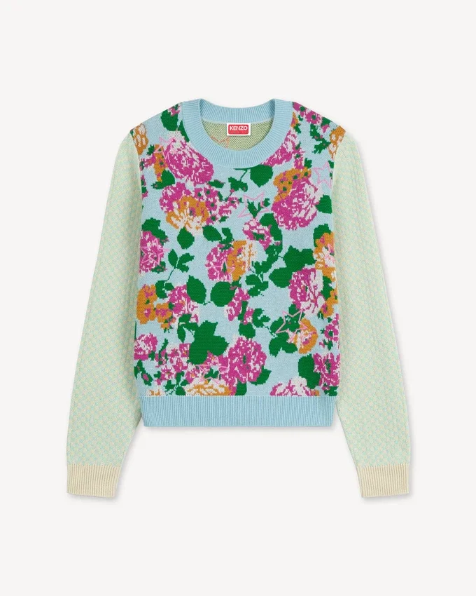 Maglione decorato “Kenzo Floral” in misto cotone e lana Maglione decorato “Kenzo Floral” in misto cotone e lana