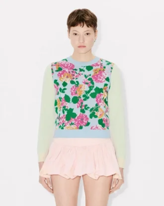 Maglione decorato “Kenzo Floral” in misto cotone e lana Maglione decorato “Kenzo Floral” in misto cotone e lana