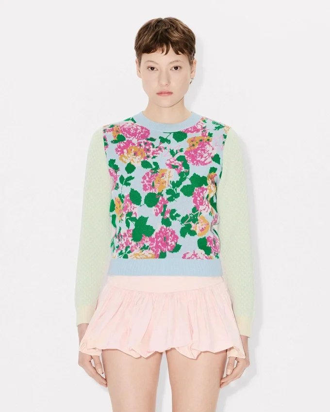Maglione decorato “Kenzo Floral” in misto cotone e lana Maglione decorato “Kenzo Floral” in misto cotone e lana