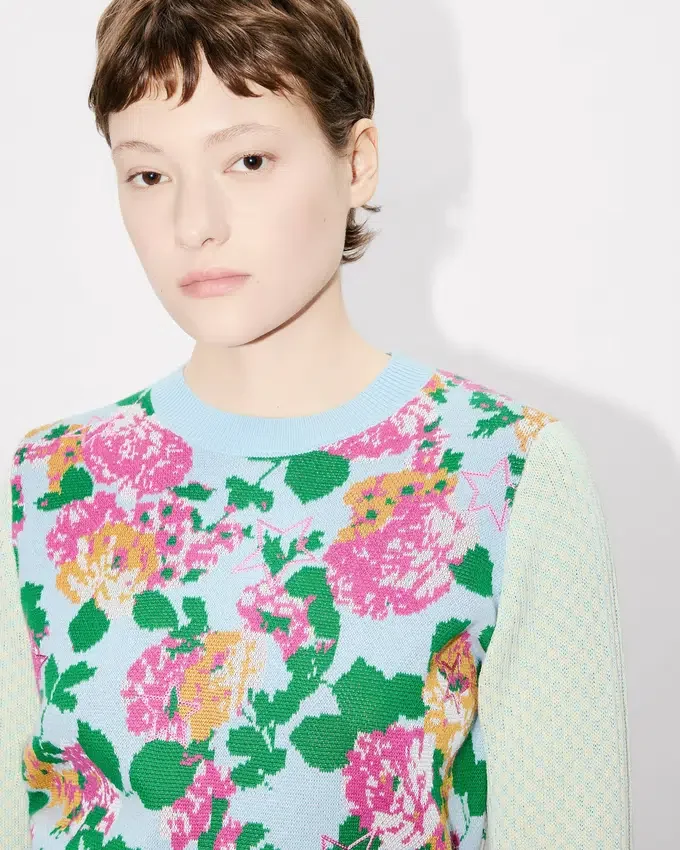 Maglione decorato “Kenzo Floral” in misto cotone e lana Maglione decorato “Kenzo Floral” in misto cotone e lana
